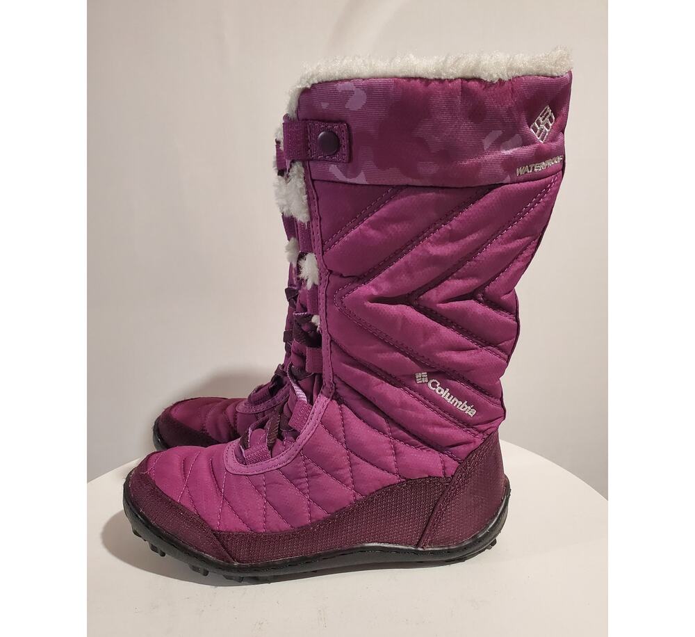 Columbia Minx Youth Quilted Waterproof Winter Snow Boots Girls Size 1 Purple
